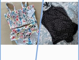 Bundle Old Navy Girls Floral One Piece Swimsuits Size Large